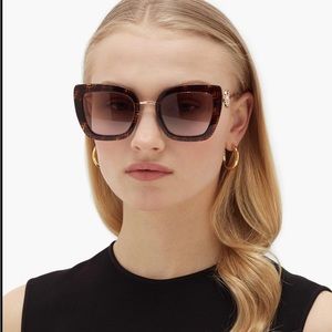 New Fendi FF0424 Cat Eye Sunglasses Brown FF Logo Gradient lenses